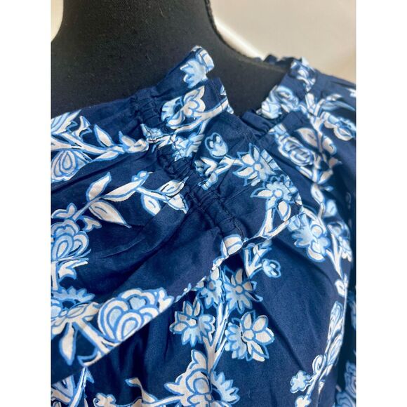 J. Crew blue and white floral print shirt size XS - Picture 7 of 8